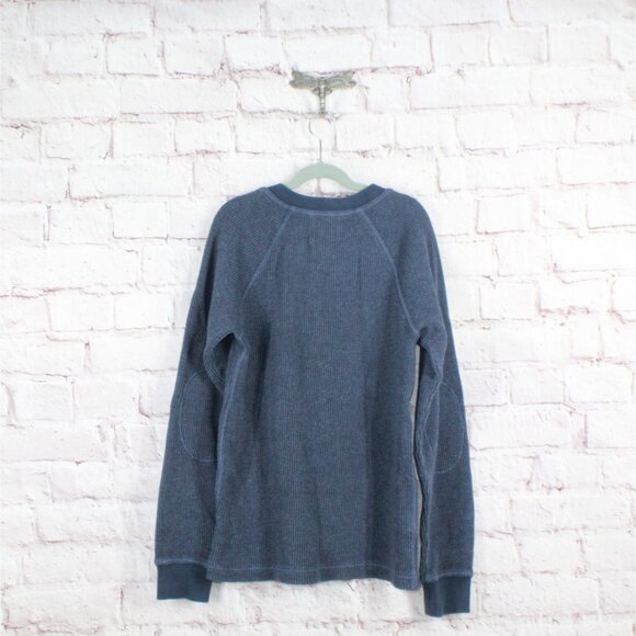 LL Bean Signature Waffle Henley Shirt Slim Fit Breathable Cotton Blue S - Picture 11 of 12